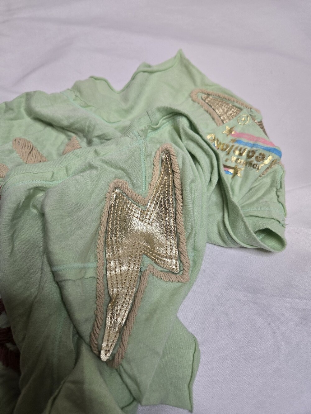 Y2K Joystick Johnny Was mint embroidered owl Who Loves You tee shirt M - Picture 7 of 10
